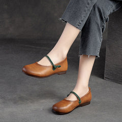 Women Retro Leather Soft Comfort Casual Flats Newgew Shoes