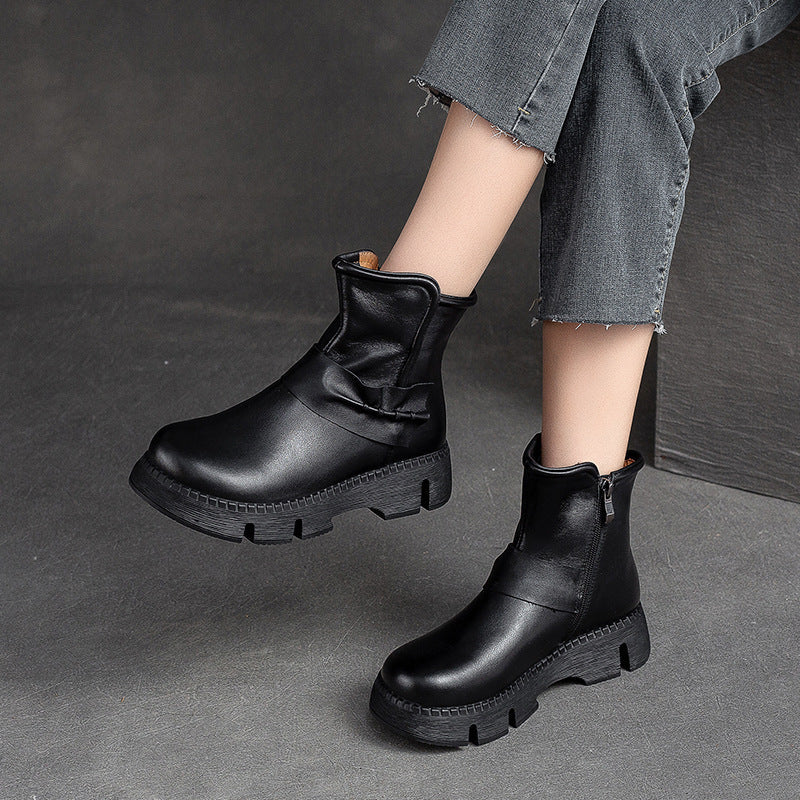 Women Retro Leather Comfort Casual Boots Newgew Shoes