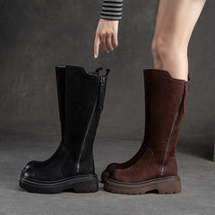 Women Retro Leather Minimalist Winter Riding Boots Newgew Shoes