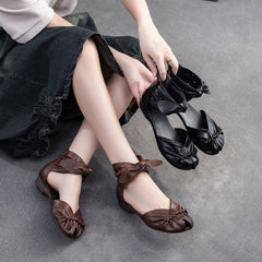 Women Retro Soft Leather Flat Casual Sandals Newgew Shoes