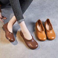 Women Retro Handmade Soft Leather Minimalist Flats Newgew Shoes