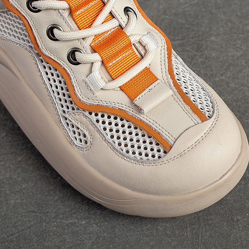 Women Fashion Breathable Mesh Leather Casual Shoes Newgew Shoes