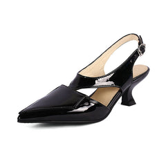 Grace Slingback Black Square Toe Heels Newgew