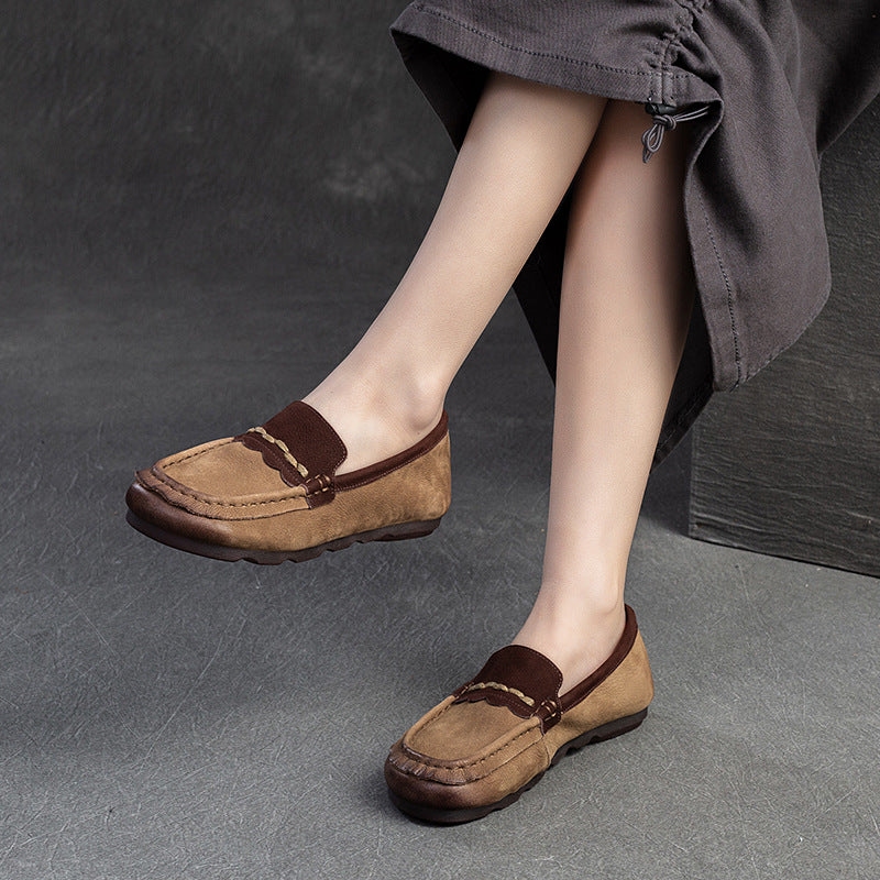 Women Retro Soft Leather Flat Casual Loafers Newgew Shoes