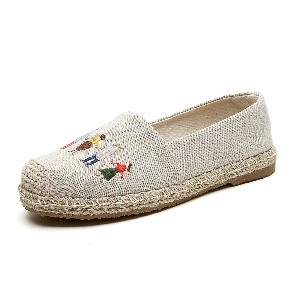 Women's Linen Embroidered Cloth Simple And Breathable Canvas Shoes Newgew