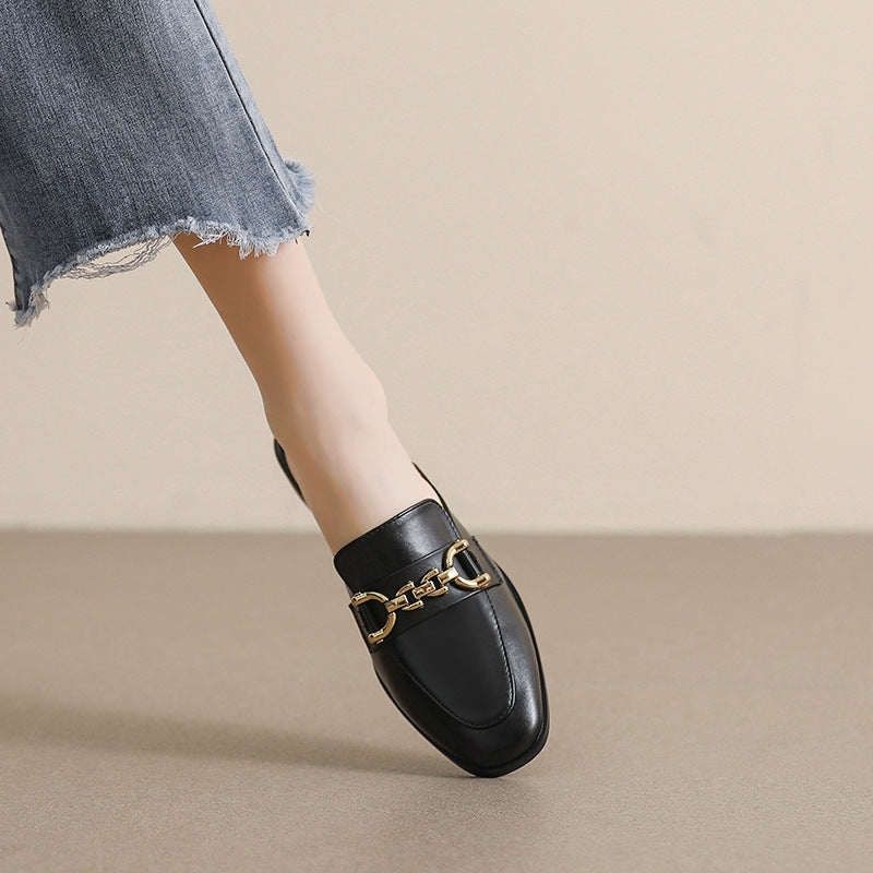 Women Casual Chain Flat Mules Shoes Newgew Shoes