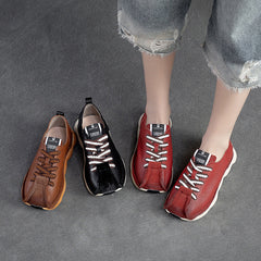 Women Retro Casual leather Lug Sole Sneakers Newgew Shoes