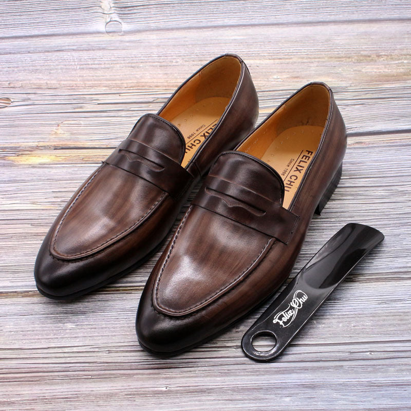 Men Cowhide Casual Leather Retro Loafers Newgew Shoes