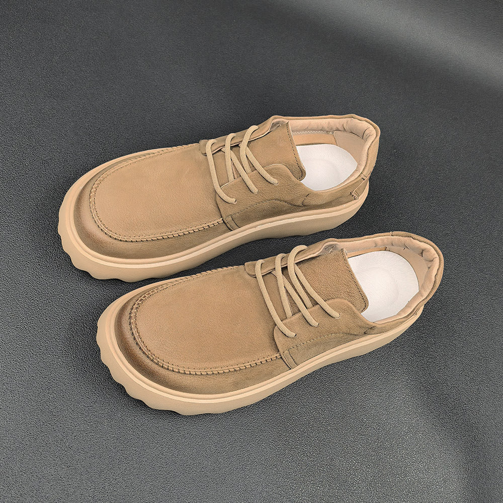 Men Minimalist Fashion Leather Lug Sole Casual Shoes Newgew Shoes