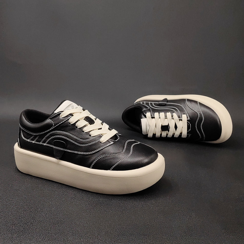 Men Minimalist Fashion Leather Thick Soled Casual Shoes Newgew Shoes