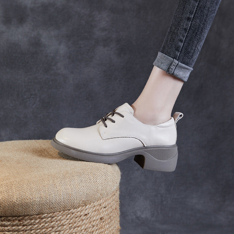 Women Minimalism Soft Leather Chunky Block Casual Shoes Newgew Shoes