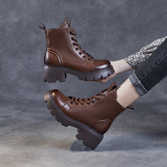 Women Minimalist Leather Chunky Platform Boots Newgew Shoes