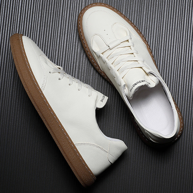 Men Solid Fashion Leather Flat Casual Shoes Newgew Shoes