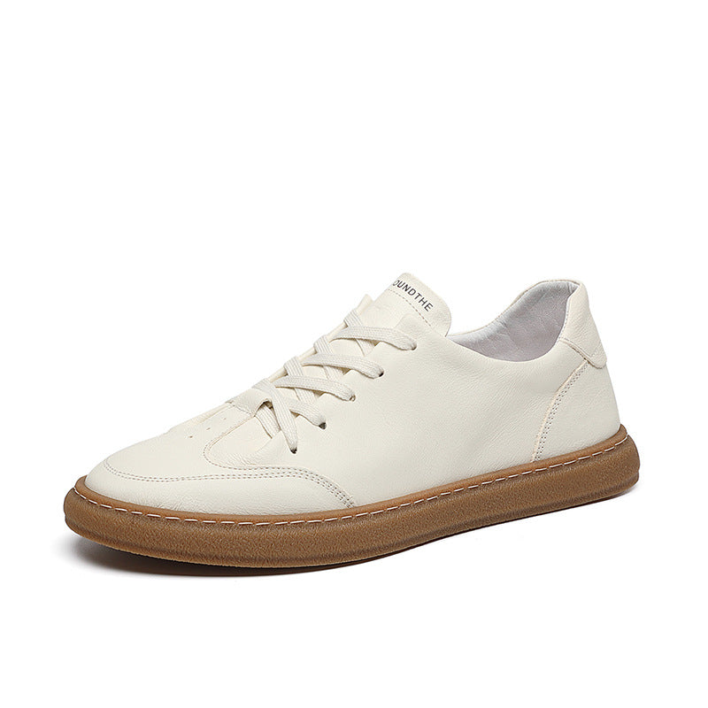 Men Solid Fashion Leather Flat Casual Shoes Newgew Shoes