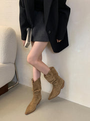 Versatile pointed suede stacked boots NewGew