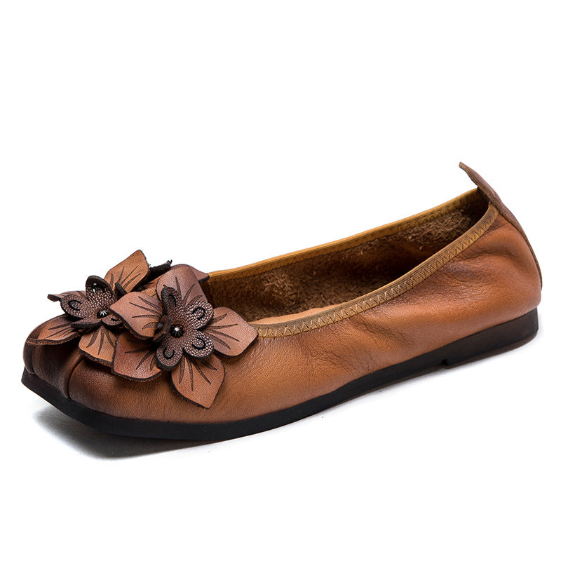 Women Retro Leather Comfort Soft Flats Newgew Shoes