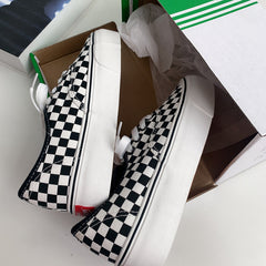 Elegant Innovative Platform Chessboard Plaid Female Canvas Shoes Newgew