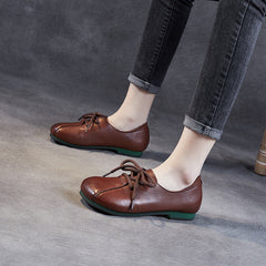 Women Retro Soft Leather Retro Flat Casual Shoes Newgew Shoes