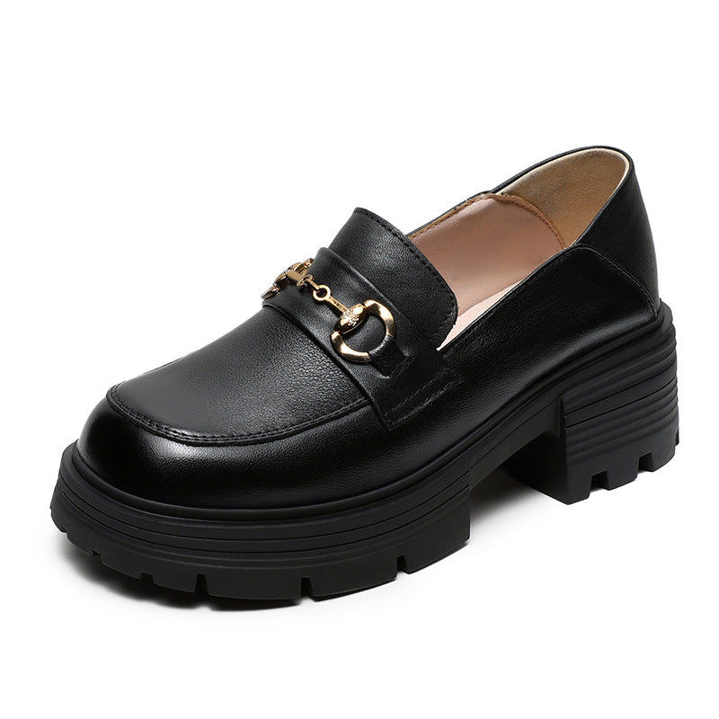 Women Retro Casual Thick Soled Leather Loafers Newgew Shoes