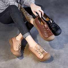Women Retro Leather Soft Flat Casual Shoes Newgew Shoes