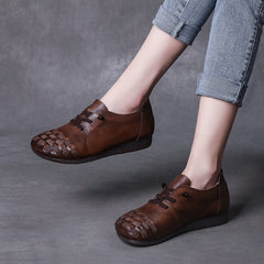 Women Retro Handmade Leather Soft Flats Newgew Shoes