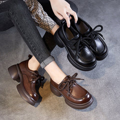 Women Minimalism Chunky Platform Lace-up Loafers Newgew Shoes