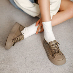 Women Retro Leather Flat Casual Shoes Newgew Shoes
