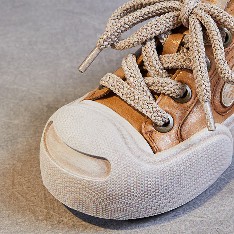 Women Leather Fashion Flat Casual Shoes Newgew Shoes