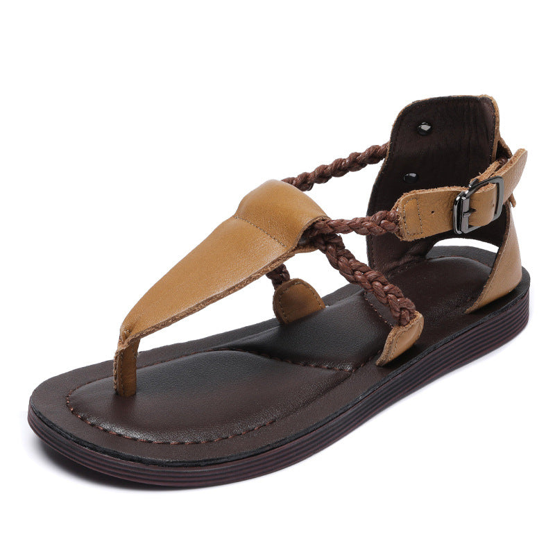 Women Leather Retro Casual Summer Sandals Newgew Shoes