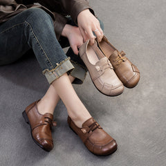 Women Retro Minimalist Leather Soft Flat Casual Shoes Newgew Shoes