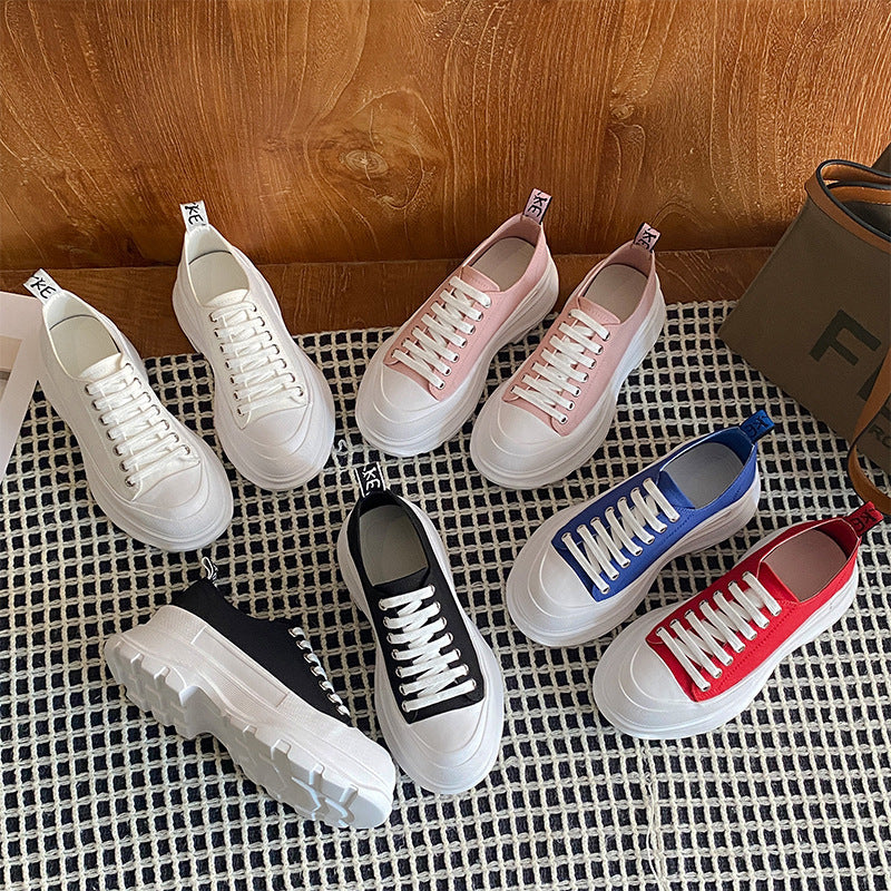 Women's Thick-soled Mcqueen Summer Heightened Easy Wear Canvas Shoes Newgew