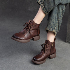 Women Retro Minimalist Leather Casual Ankle Boots Newgew Shoes