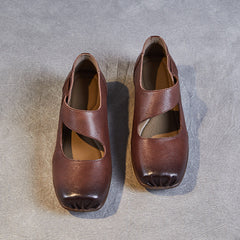 Women Retro Handmade Leather Flat Casual Shoes Newgew Shoes