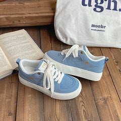 Women's Soft Ice Blue Bread Spring Suede Canvas Shoes Newgew