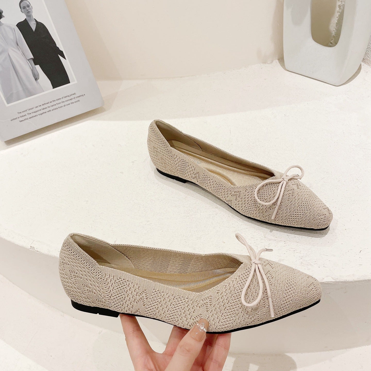 Moccasins Knitted Flat-Soled Shallow-Mouth Flying Shoes NewGew