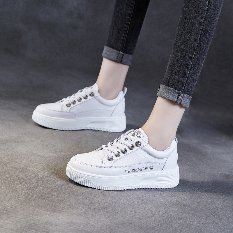 Women Minimalist Fashion Leather Thick Soled Casual Shoes Newgew Shoes