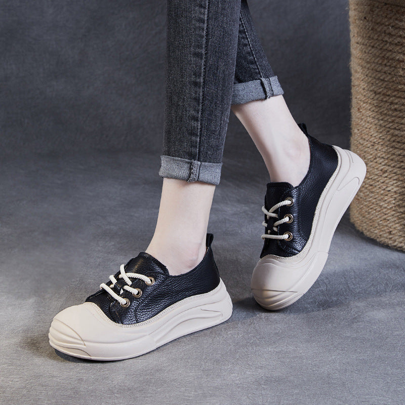 Women Minimalist Leather Flat Casual Shoes Newgew Shoes