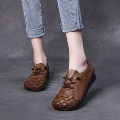 Women Retro Handmade Leather Soft Flats Newgew Shoes