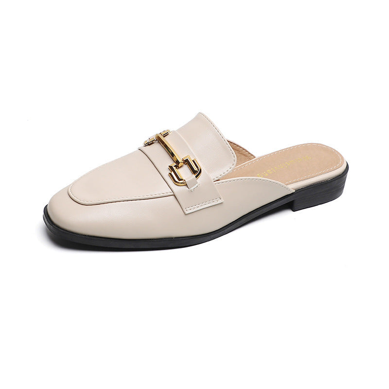 Women Retro Buckle Flat Mules Slip On Shoes Newgew Shoes