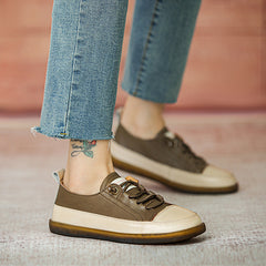 Women Leather Color Matching Soft Casual Shoes Newgew Shoes