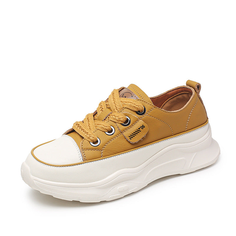 Women Fashion Leather Thick Soled Casual Shoes Newgew Shoes