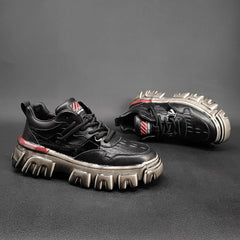 Men Fashion Leather Patchwork Thick Soled Casual Shoes Newgew Shoes
