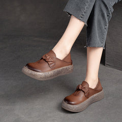 Women Retro Thick Soled Leather Minimalist Casual Shoes Newgew Shoes