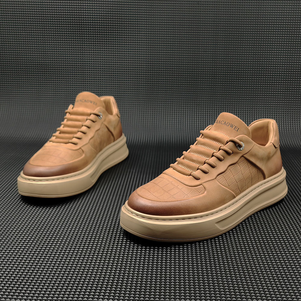 Men Minimalist Solid Leather Flat Casual Shoes Newgew Shoes