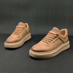 Men Minimalist Solid Leather Flat Casual Shoes Newgew Shoes