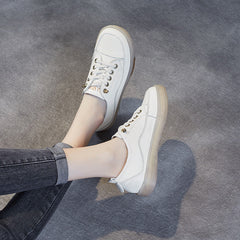 Women Fashion Leather Soft Flat Casual Shoes Newgew Shoes