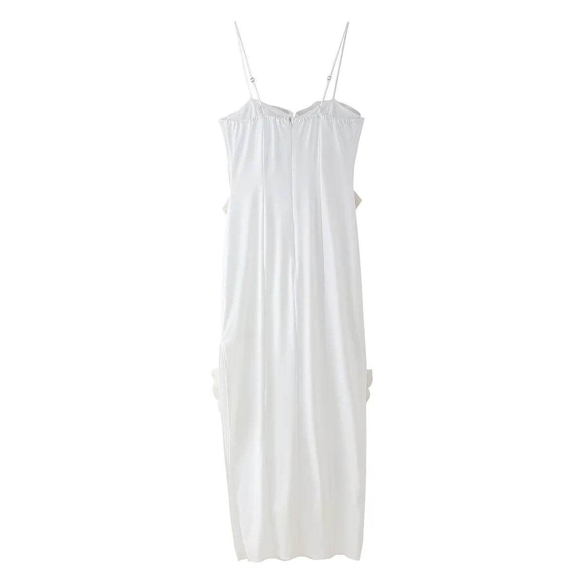 Pleated Frilly Slip Slit Maxi Dress Newgew Dresses
