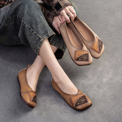 Women Retro Soft Leather Comfort Flats Newgew Shoes