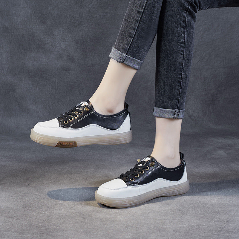 Women Fashion Leather Soft Flat Casual Shoes Newgew Shoes
