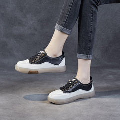 Women Fashion Leather Soft Flat Casual Shoes Newgew Shoes